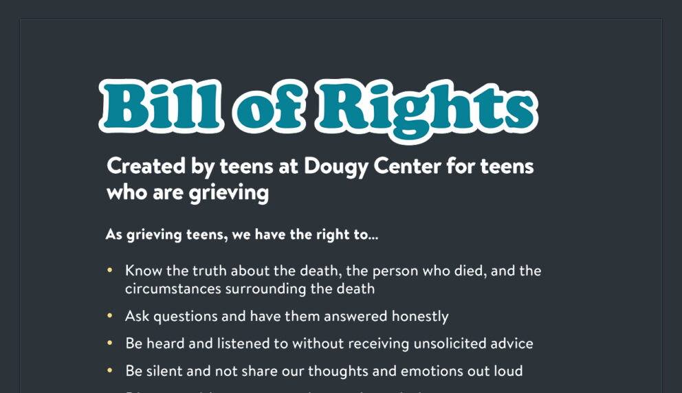 Bill of Rights for Teens who are grieving web